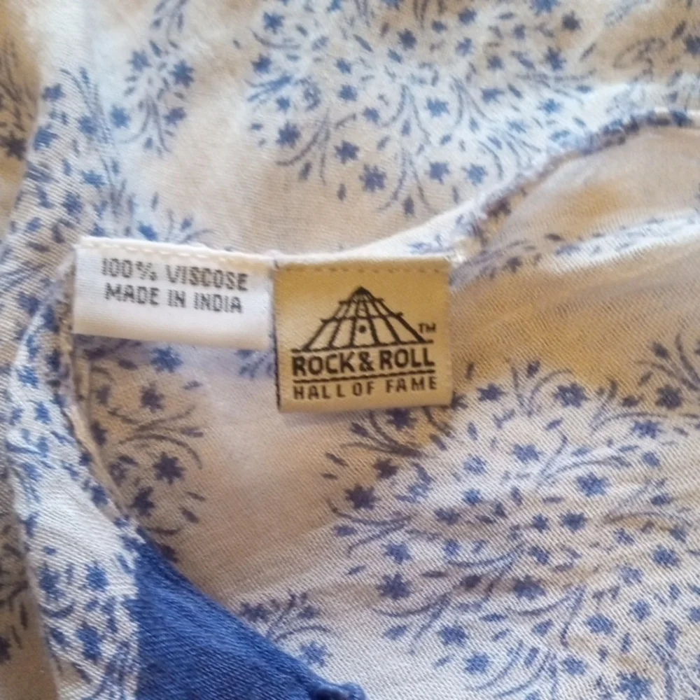 Rock & Roll Hall of Fame Guitar Print Blue and White Scarf Wrap